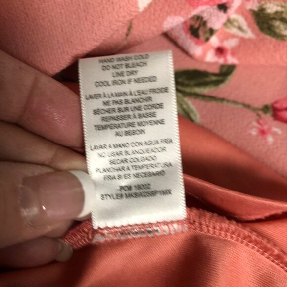 Bobeau Asymmetrical Midi Skirt Womens Size Medium Coral Floral Faux Wrap Fairy - Picture 8 of 8